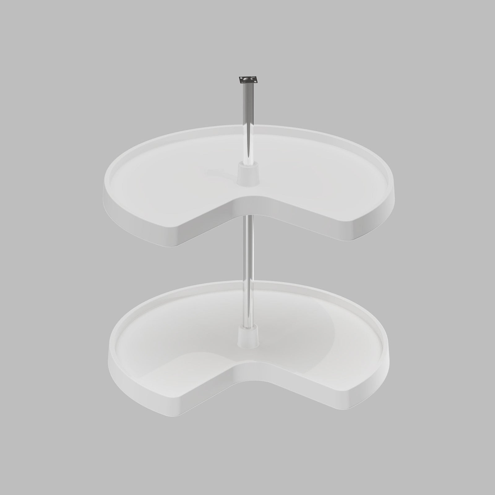 Dowell 2-Tier Lazy Susan - Kidney Shape for Corner Base Cabinets, Plastic Shelves, Swivel, White - 4011 270 Series