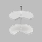 Dowell 2-Tier Lazy Susan - Kidney Shape for Corner Base Cabinets, Plastic Shelves, Swivel, White - 4011 270 Series