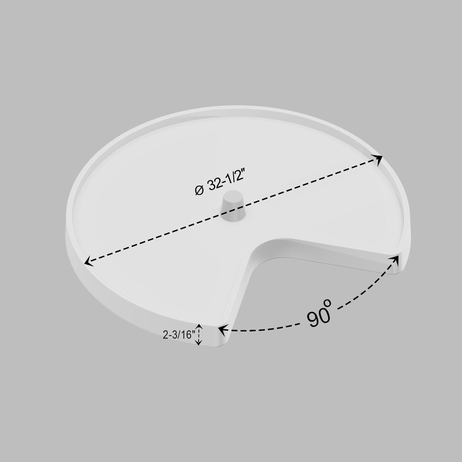 Dowell 2-Tier Lazy Susan - Kidney Shape for Corner Base Cabinets, Plastic Shelves, Swivel, White - 4011 270 Series
