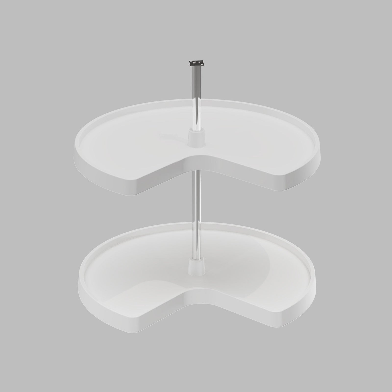 Dowell 2-Tier Lazy Susan - Kidney Shape for Corner Base Cabinets, Plastic Shelves, Swivel, White - 4011 270 Series