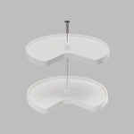 Dowell 2-Tier Lazy Susan - Kidney Shape for Corner Base Cabinets, Plastic Shelves, Swivel, White - 4011 270 Series
