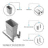 Dowell 15" Single Aluminum Base Wastebasket Pull Out with Full Extension Soft-Close Slides, Bottom Mount