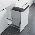 Dowell 15" Single Aluminum Base Wastebasket Pull Out with Full Extension Soft-Close Slides, Bottom Mount