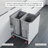 Dowell 18" Double Aluminum Base Wastebasket Pull Out with Full Extension Soft-Close Slides, Bottom Mount
