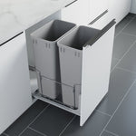 Dowell 18" Double Aluminum Base Wastebasket Pull Out with Full Extension Soft-Close Slides, Bottom Mount
