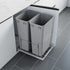 Dowell 18" Double Aluminum Base Wastebasket Pull Out with Full Extension Soft-Close Slides, Bottom Mount