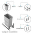 Dowell 15" Single Aluminum Base Wastebasket Pull Out with Full Extension Soft-Close Slides, Bottom Mount