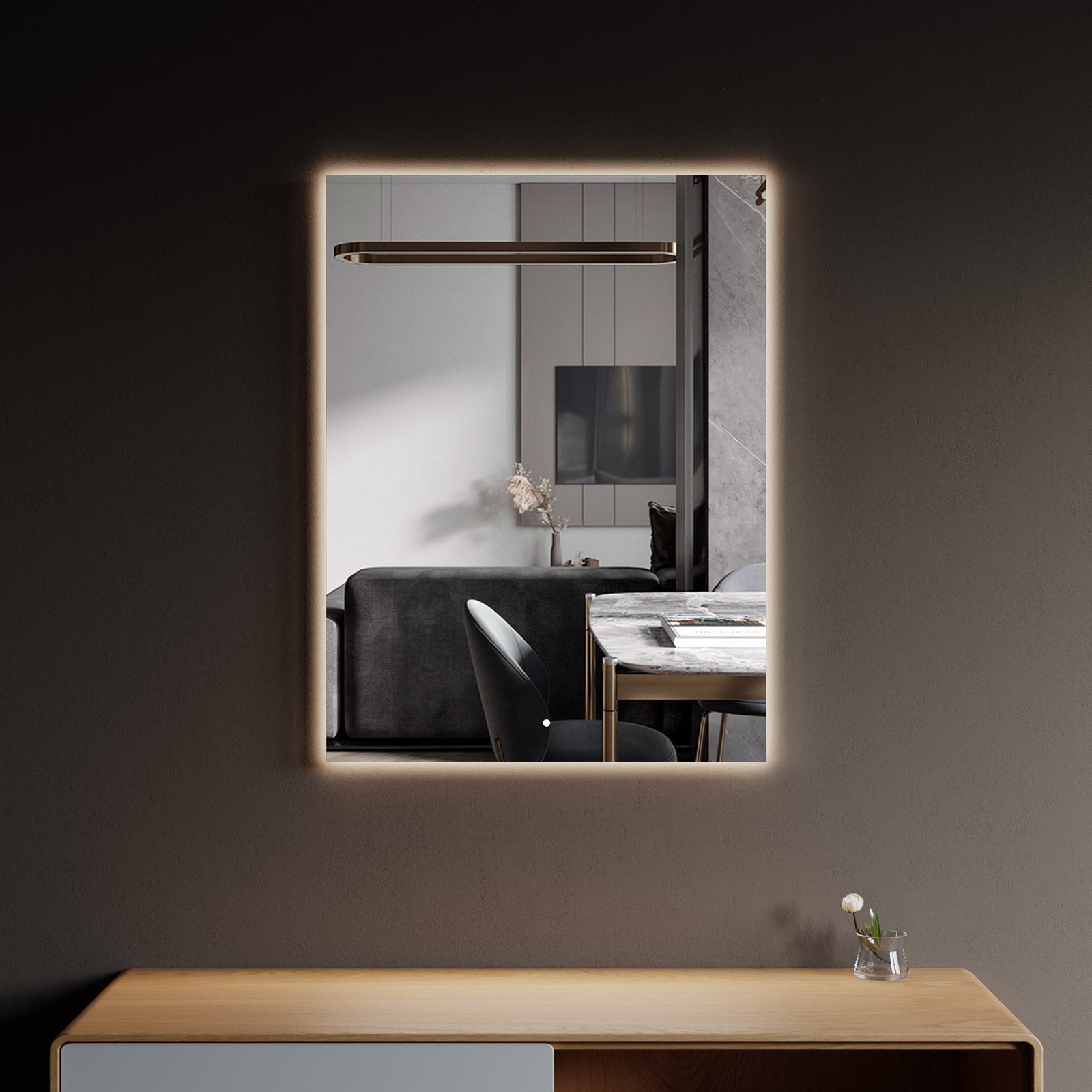 Dowell Framelit LED Bathroom Mirror - 5002 Series, Wall-Mounted Vanity Mirror, Modern Sleek Frameless Design, Energy-Efficient LED Lighting