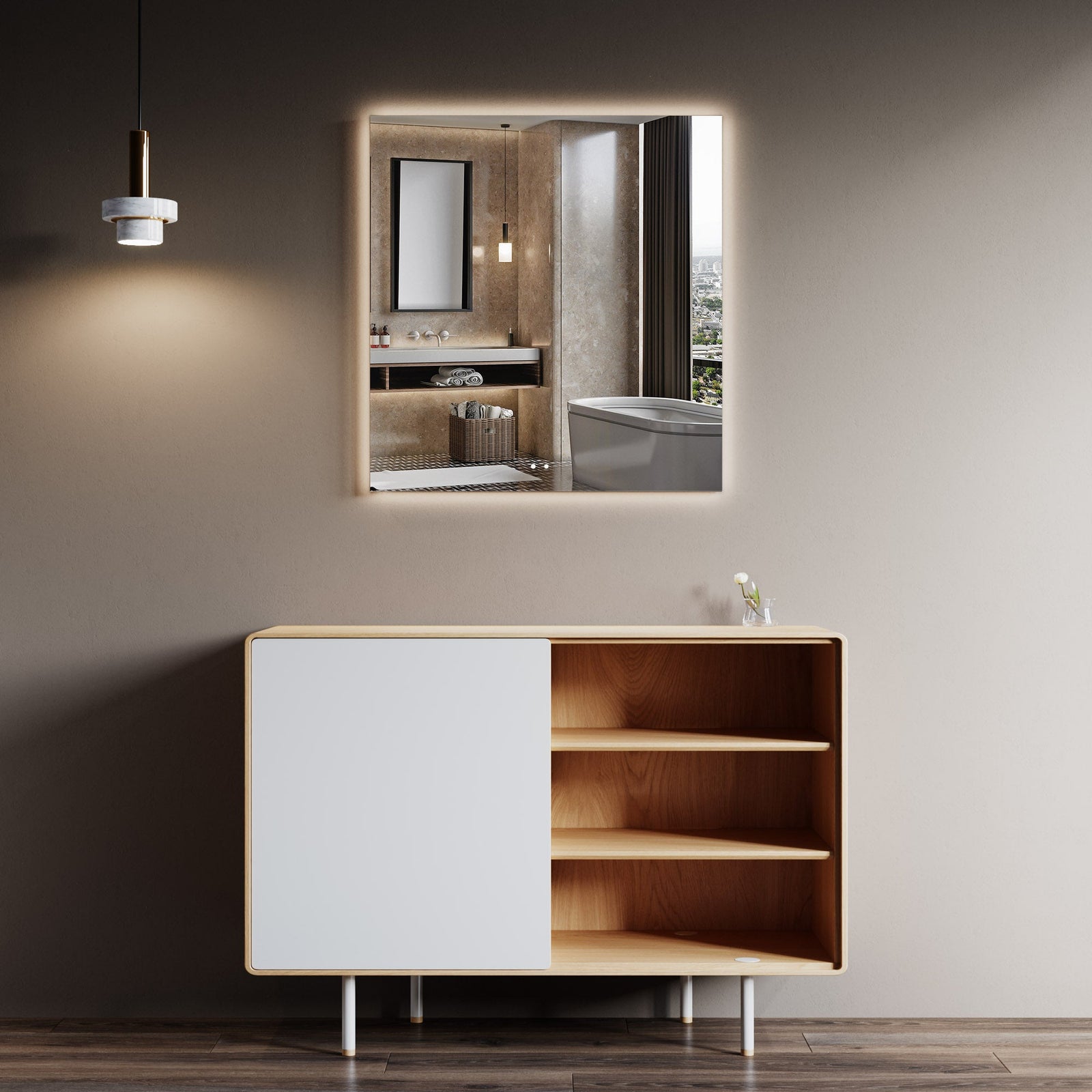 Dowell Framelit LED Bathroom Mirror - 5002 Series, Wall-Mounted Vanity Mirror, Modern Sleek Frameless Design, Energy-Efficient LED Lighting