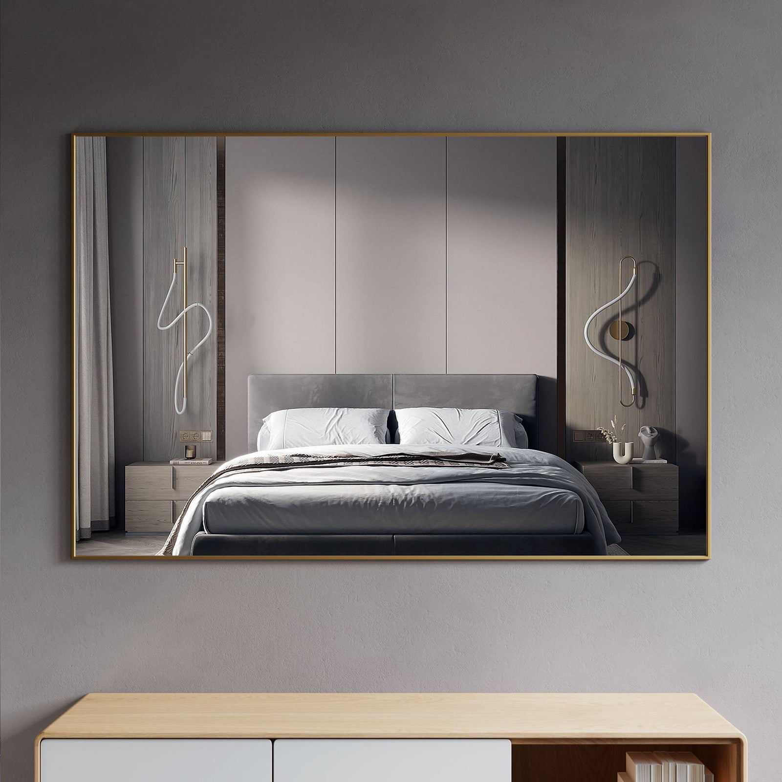 Dowell Rectangular Wall Mirror for Bath/Living Room/Hallway - Aluminum Frame - 5004 Series