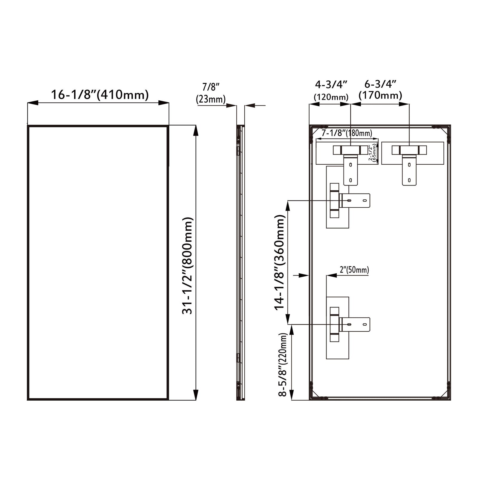 Dowell Rectangular Wall Mirror for Bath/Living Room/Hallway - Aluminum Frame - 5004 Series