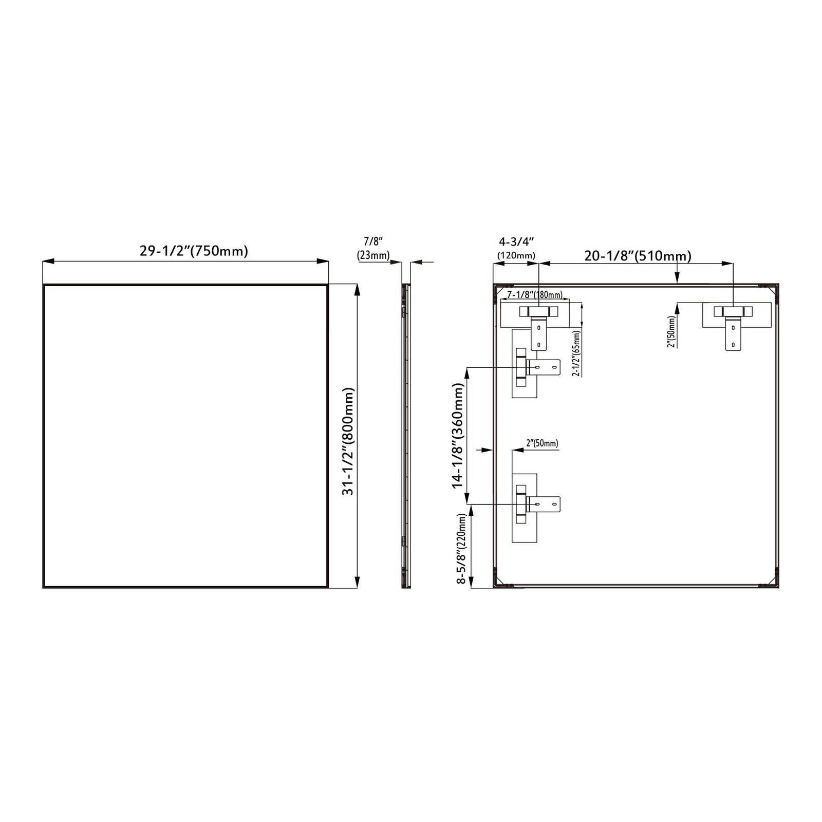 Dowell Rectangular Wall Mirror for Bath/Living Room/Hallway - Aluminum Frame - 5004 Series