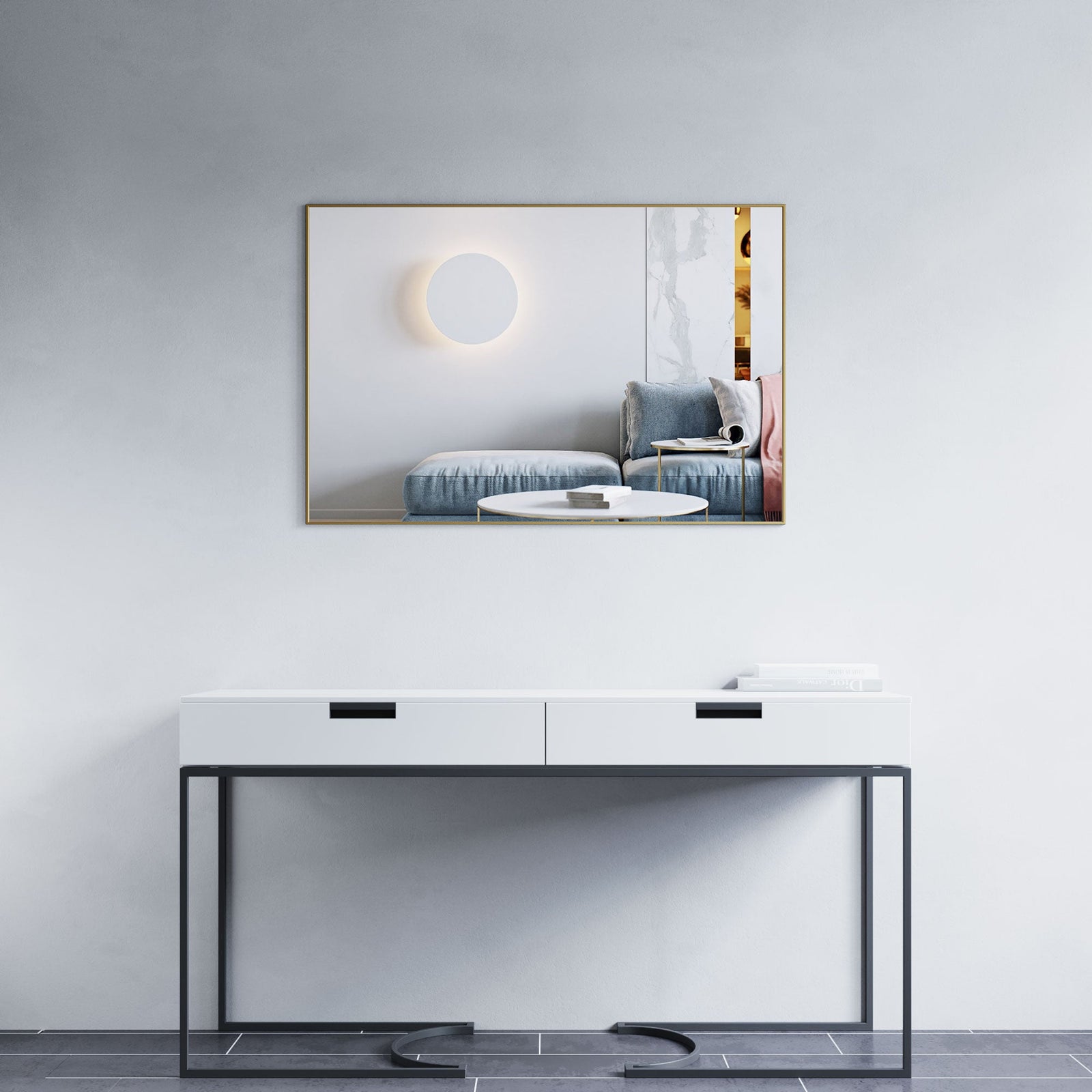 Dowell Rectangular Wall Mirror for Bath/Living Room/Hallway - Aluminum Frame - 5004 Series