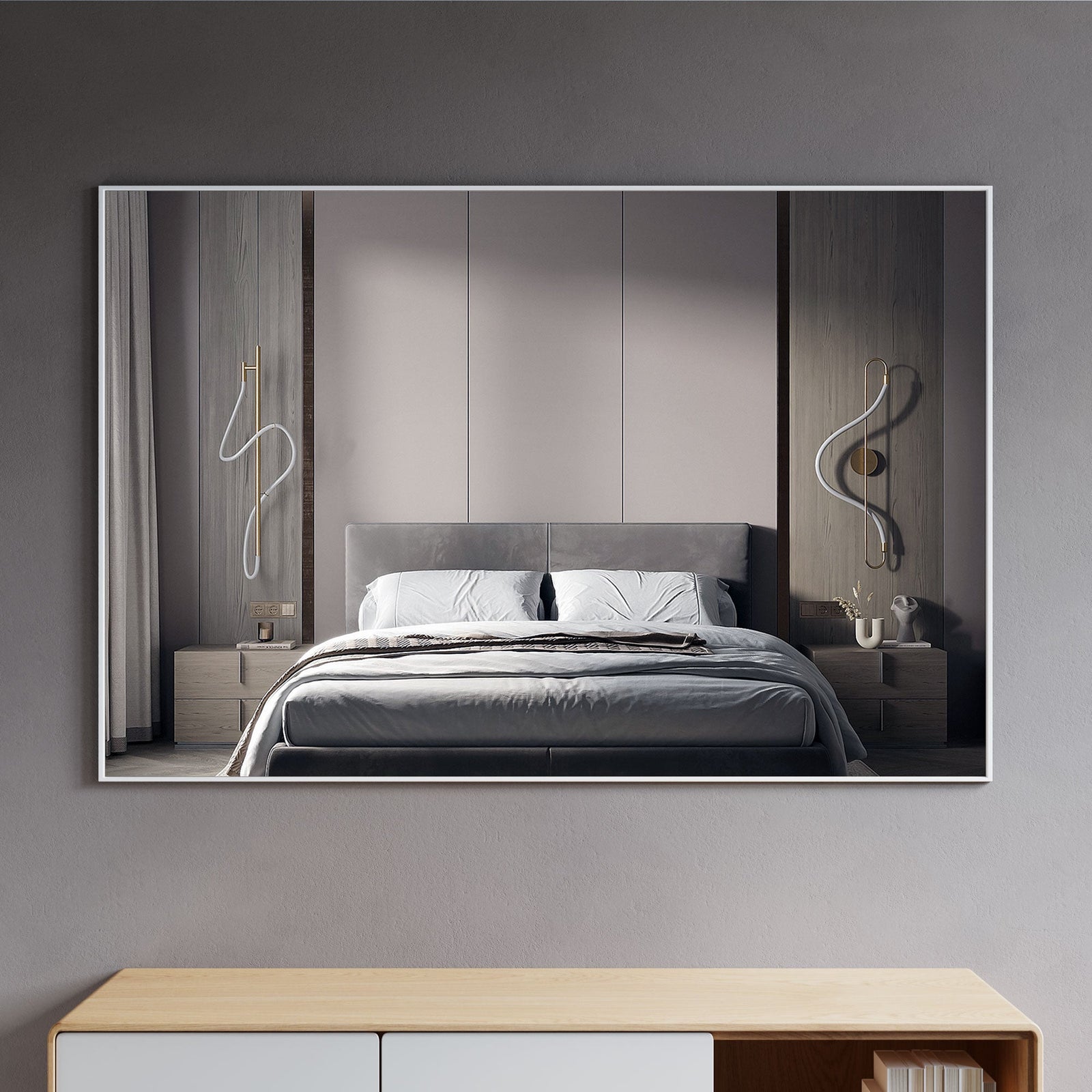 Dowell Rectangular Wall Mirror for Bath/Living Room/Hallway - Aluminum Frame - 5004 Series