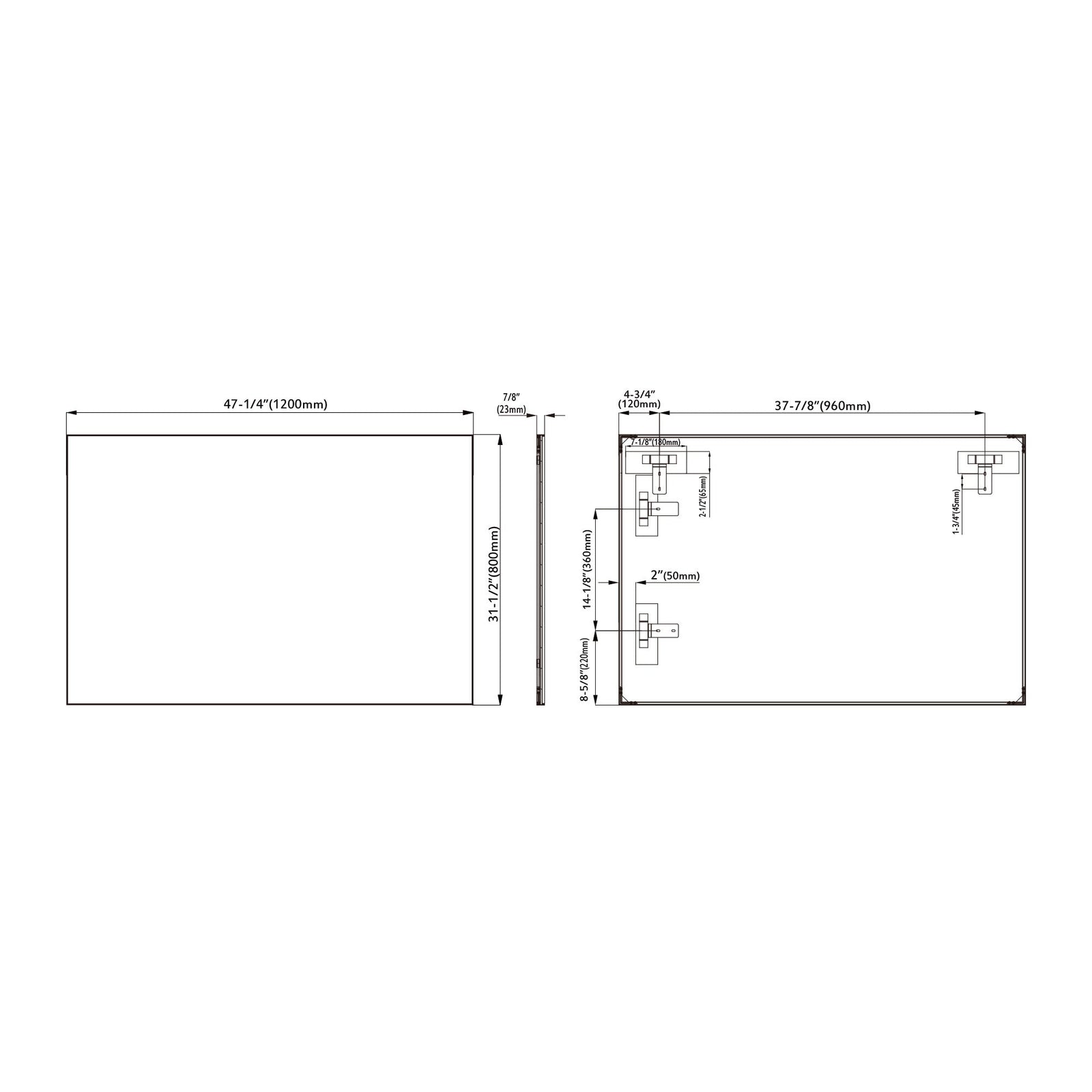 Dowell Rectangular Wall Mirror for Bath/Living Room/Hallway - Aluminum Frame - 5004 Series
