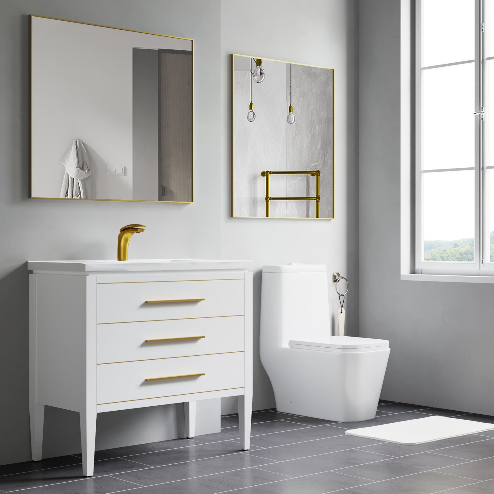 Dowell Rectangular Wall Mirror for Bath/Living Room/Hallway - Aluminum Frame - 5004 Series