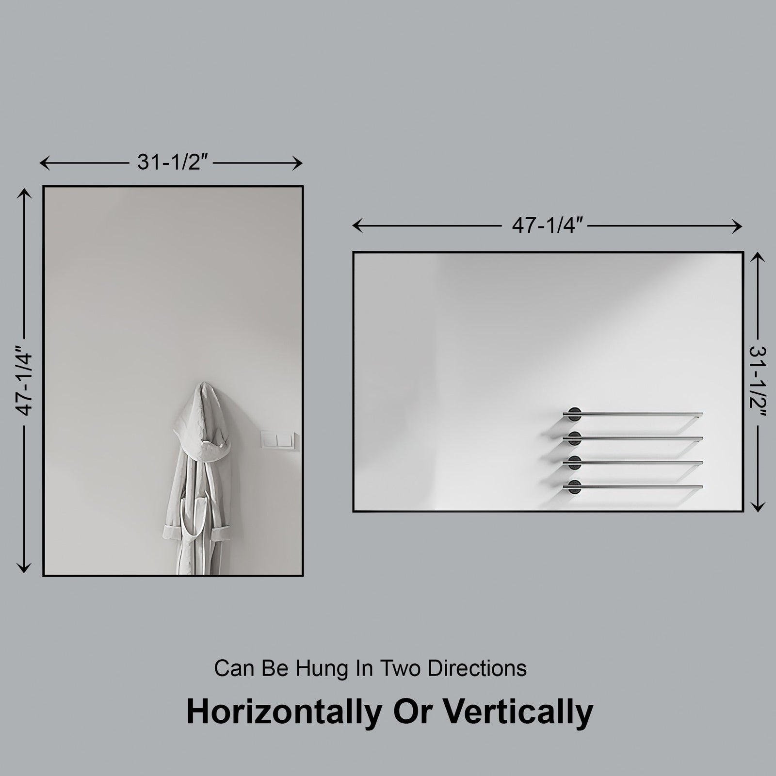 Dowell Rectangular Wall Mirror for Bath/Living Room/Hallway - Aluminum Frame - 5004 Series