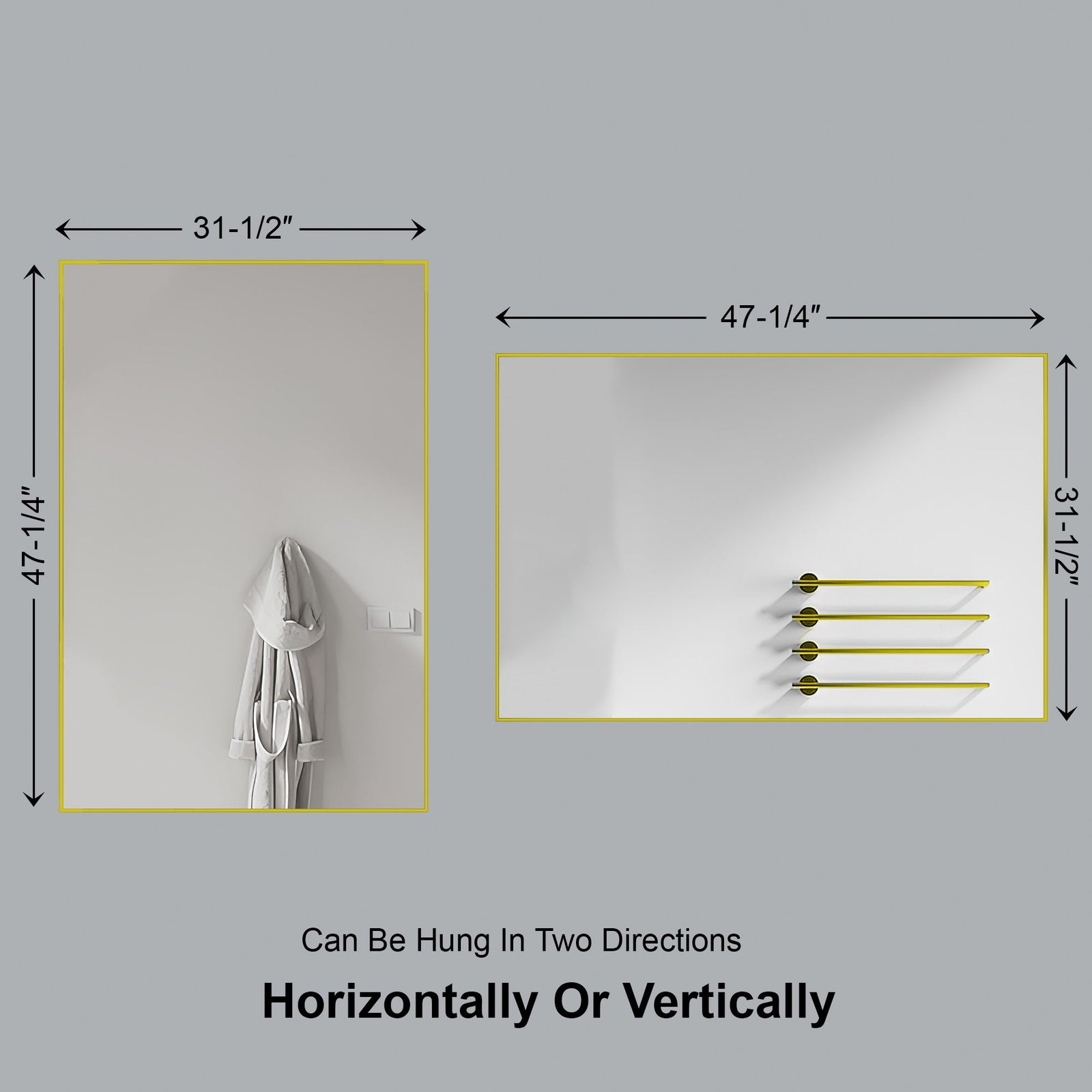 Dowell Rectangular Wall Mirror for Bath/Living Room/Hallway - Aluminum Frame - 5004 Series