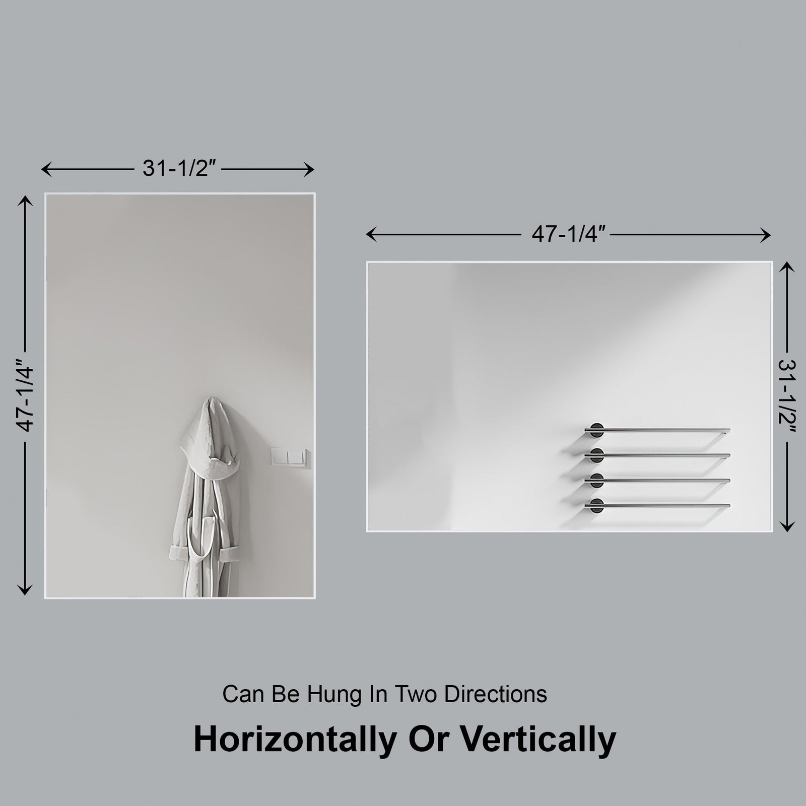 Dowell Rectangular Wall Mirror for Bath/Living Room/Hallway - Aluminum Frame - 5004 Series