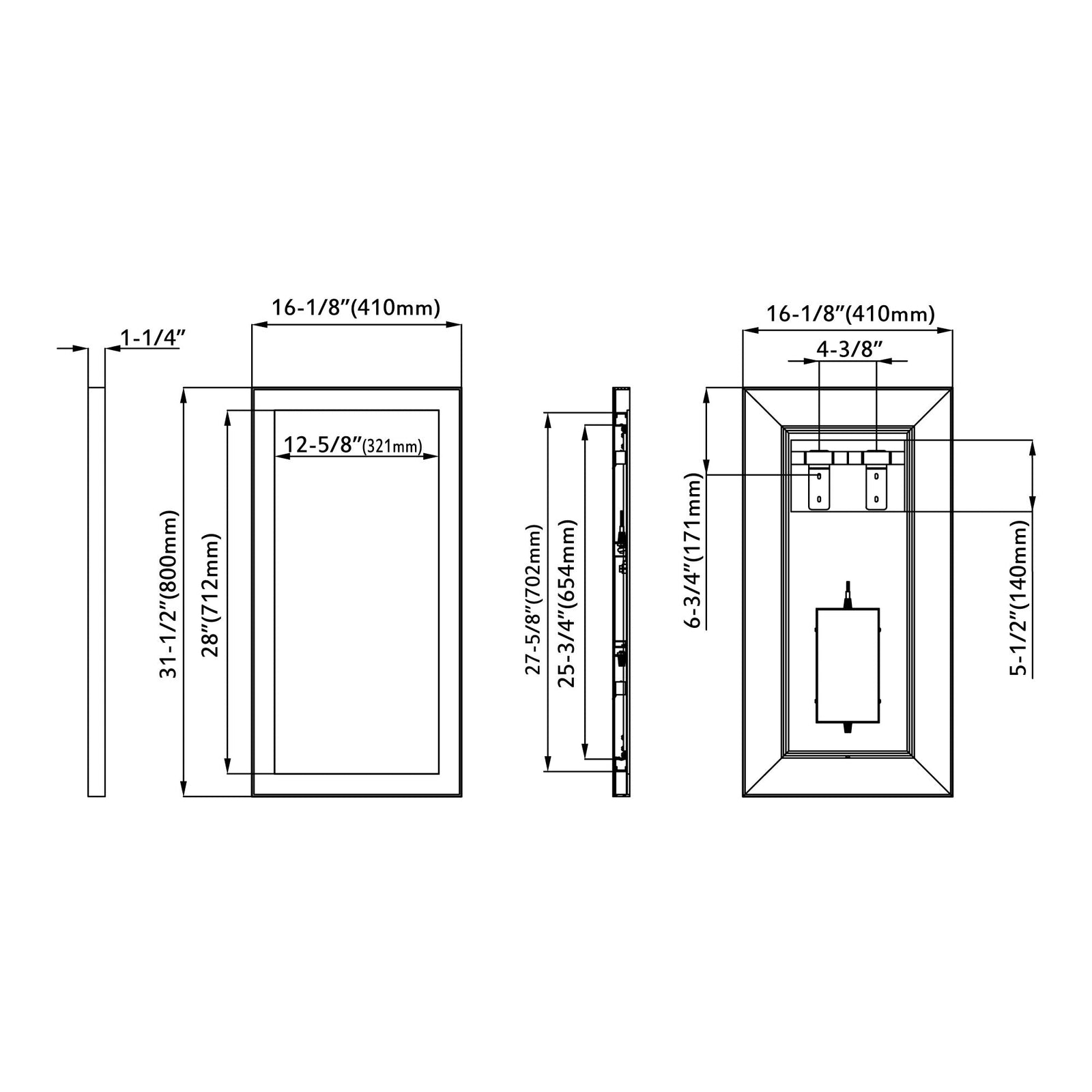 Dowell LED Wall Mirror with Black Aluminum Frame - Bathroom, Living Room, Bedroom, Lobby - 5005 Series