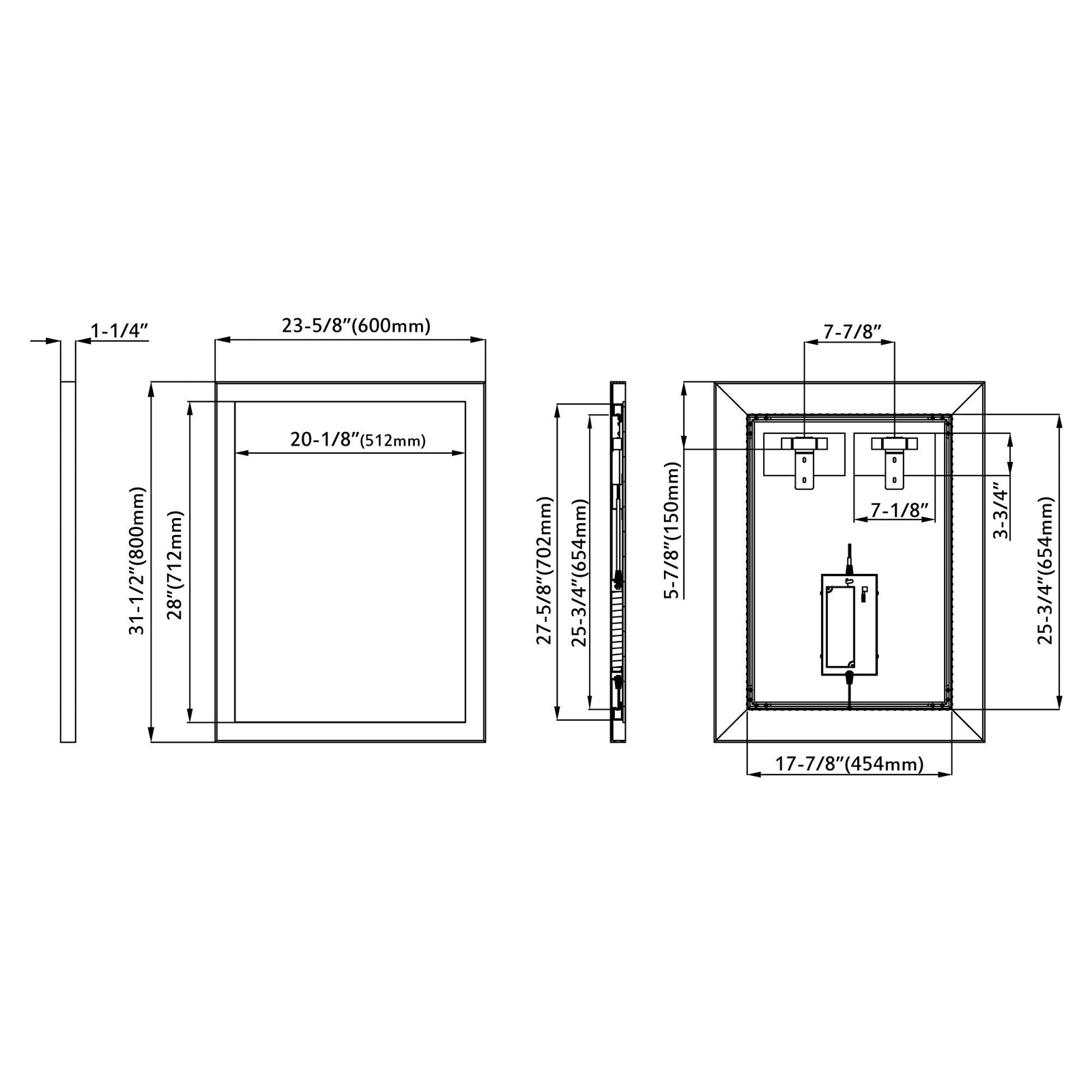Dowell LED Wall Mirror with Black Aluminum Frame - Bathroom, Living Room, Bedroom, Lobby - 5005 Series