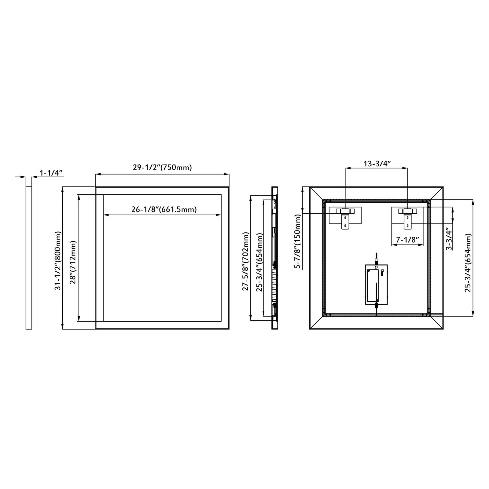 Dowell LED Wall Mirror with Black Aluminum Frame - Bathroom, Living Room, Bedroom, Lobby - 5005 Series