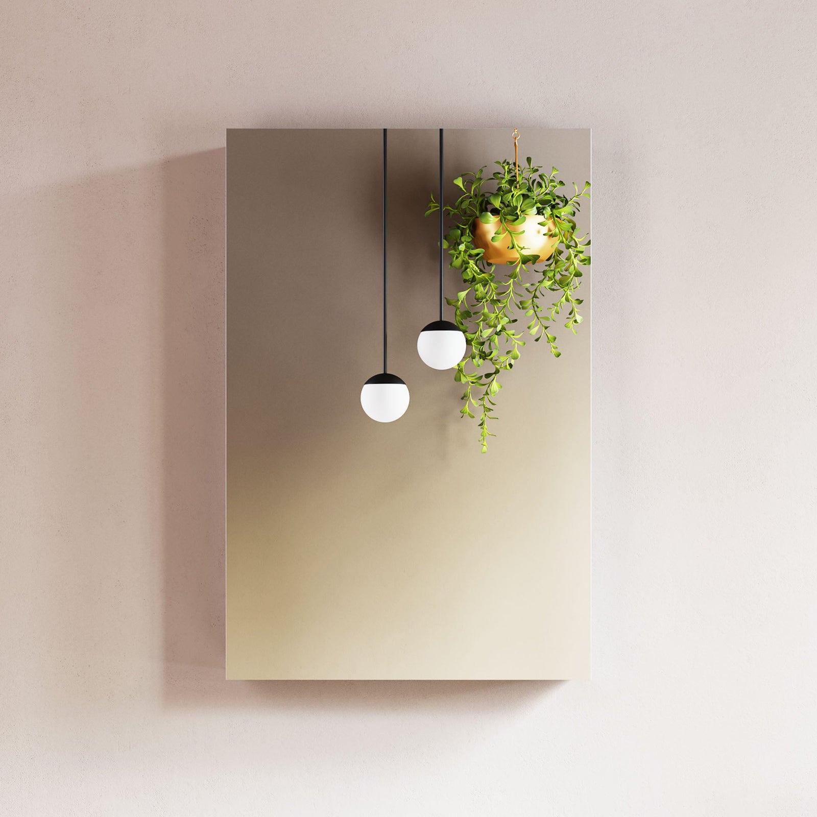 Dowell Wall-Mounted Bathroom Mirror Medicine Cabinet - Three Adjustable Glass Shelves, Aluminum - 5007 Series