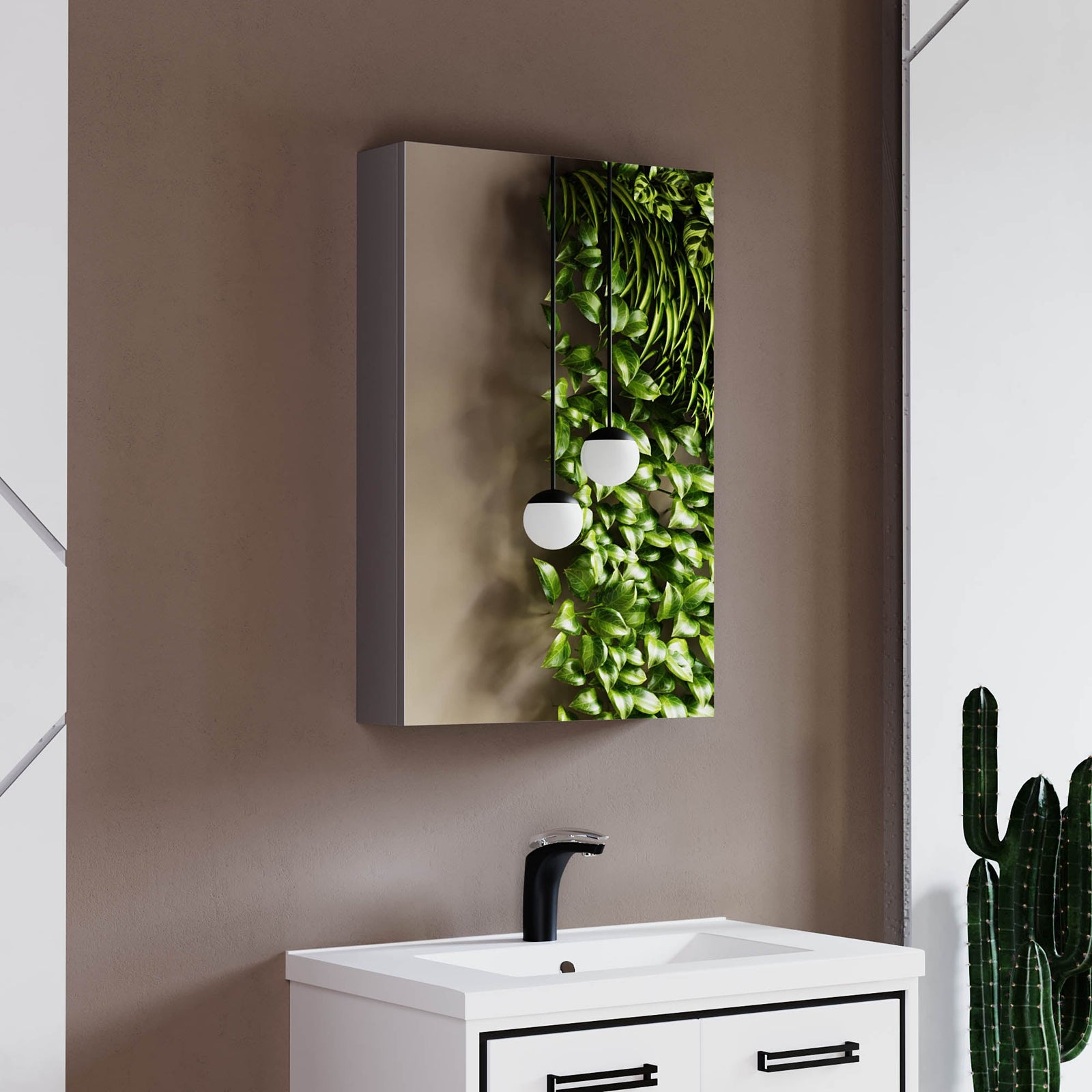 Dowell Wall-Mounted Bathroom Mirror Medicine Cabinet - Three Adjustable Glass Shelves, Aluminum - 5007 Series