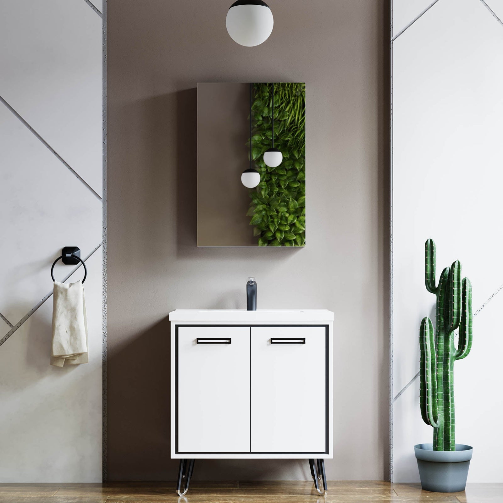 Dowell Wall-Mounted Bathroom Mirror Medicine Cabinet - Three Adjustable Glass Shelves, Aluminum - 5007 Series