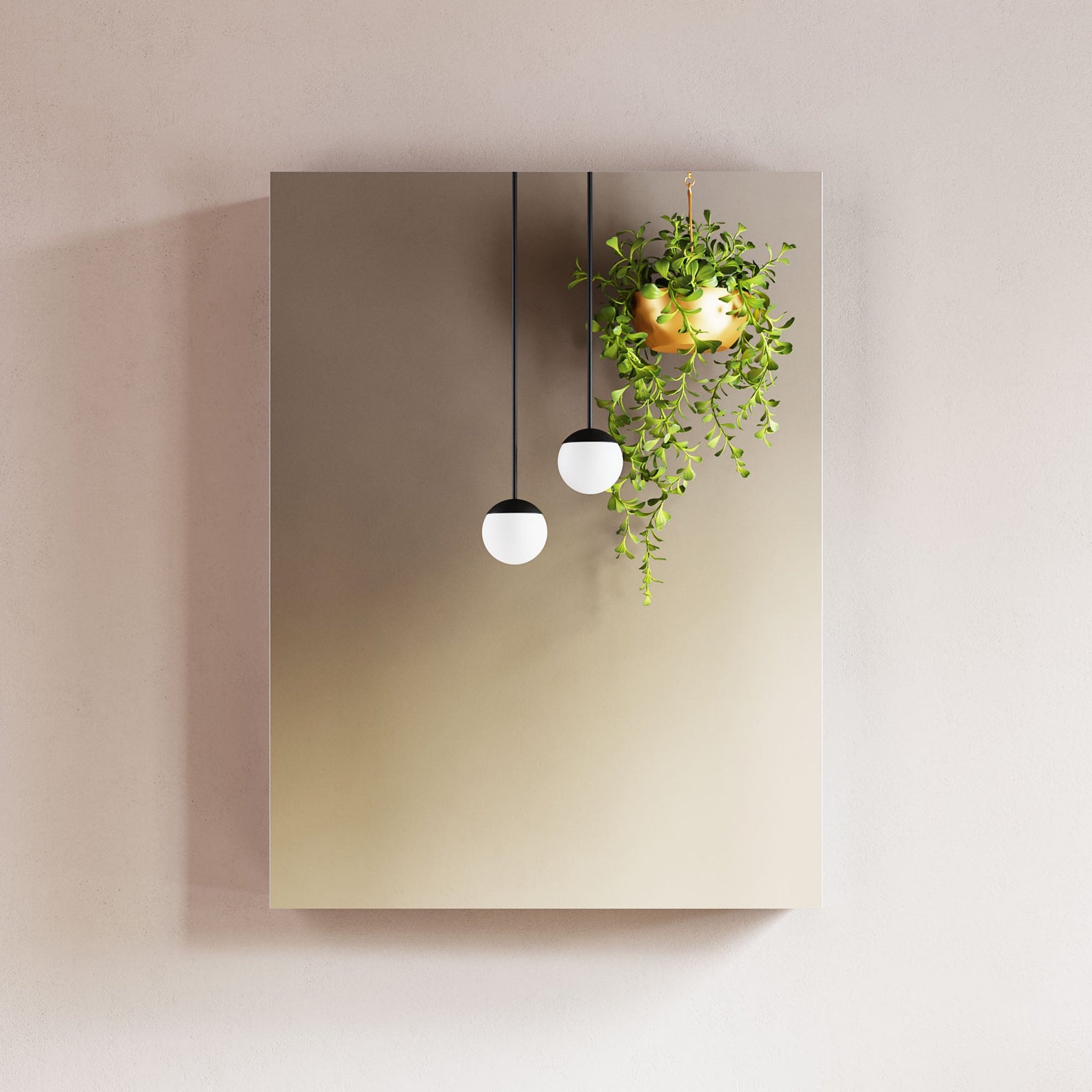 Dowell Wall-Mounted Bathroom Mirror Medicine Cabinet - Three Adjustable Glass Shelves, Aluminum - 5007 Series