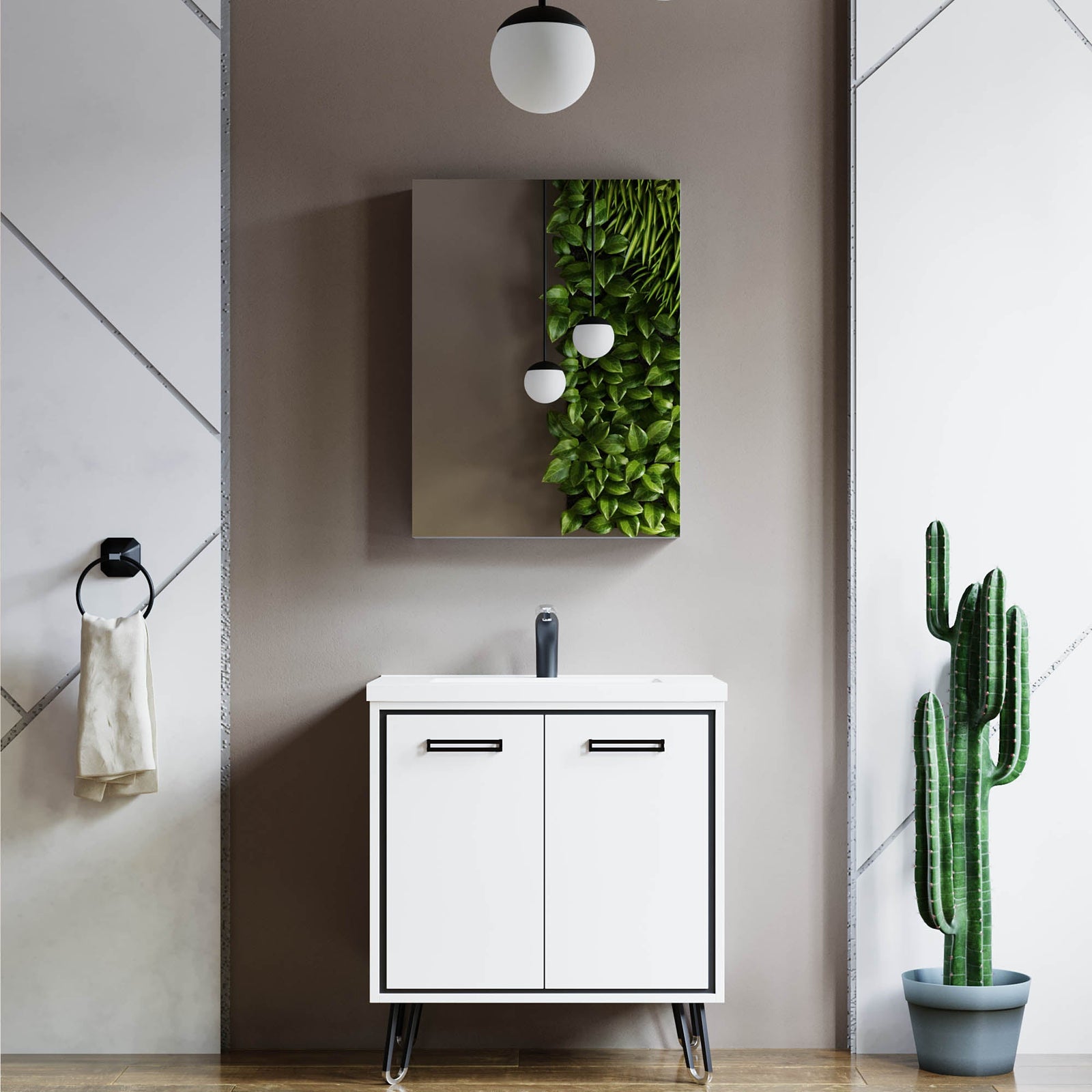 Dowell Wall-Mounted Bathroom Mirror Medicine Cabinet - Three Adjustable Glass Shelves, Aluminum - 5007 Series