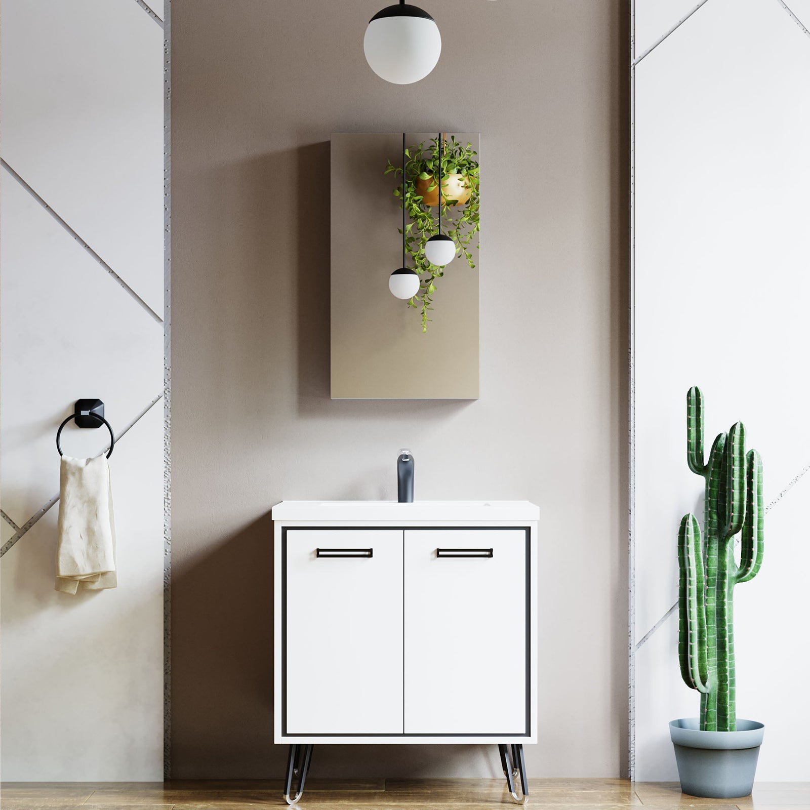 Dowell Wall-Mounted Bathroom Mirror Medicine Cabinet - Three Adjustable Glass Shelves, Aluminum - 5007 Series