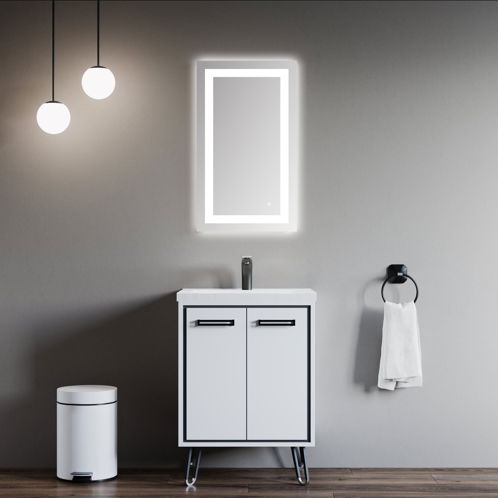 Dowell LED Wall Mirror with Inlaid Light - Touch On/Off, Adjustable Brightness, Anti-Fog - Bathroom, Living Room, Bedroom, Hallway - 5008 Series