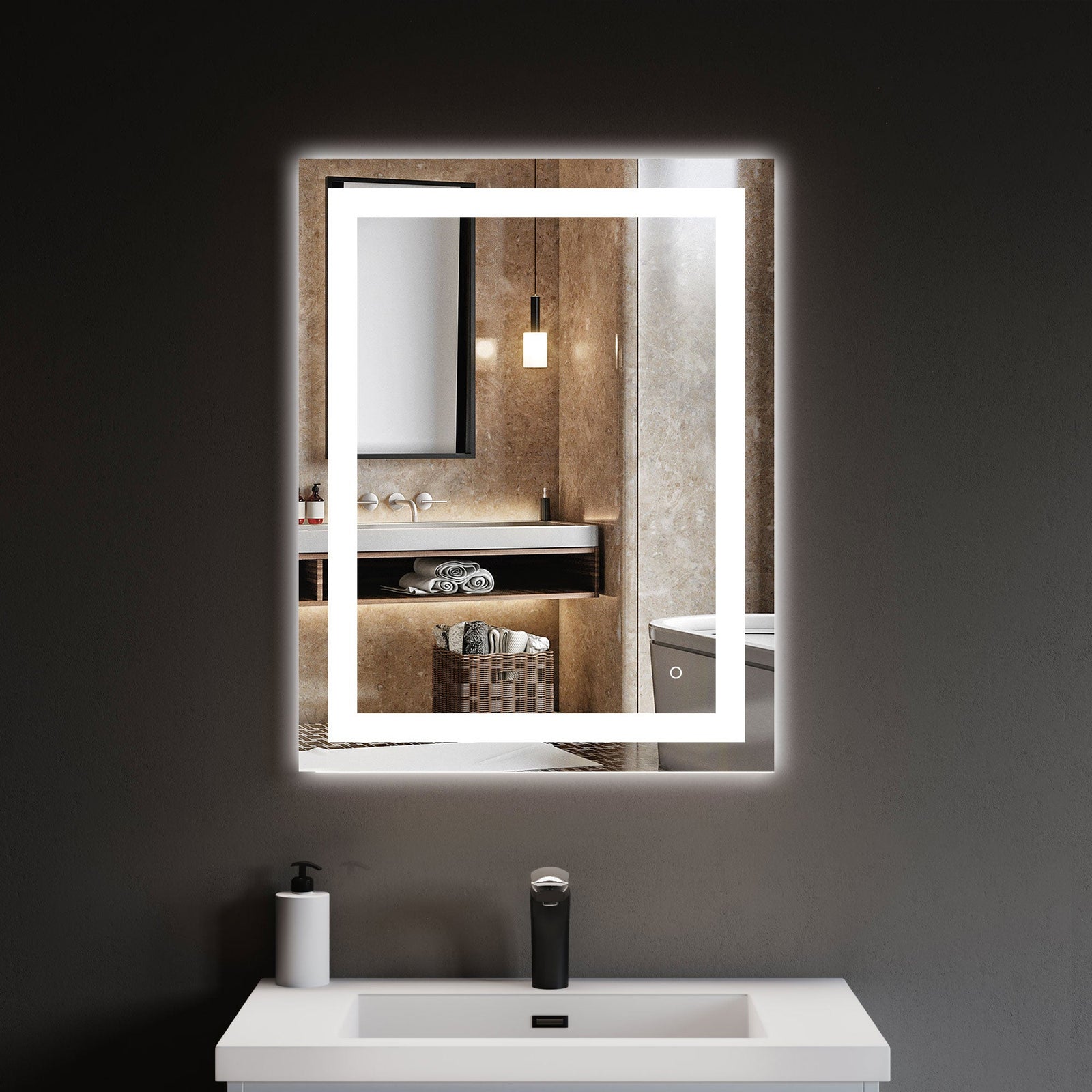 Dowell LED Wall Mirror with Inlaid Light - Touch On/Off, Adjustable Brightness, Anti-Fog - Bathroom, Living Room, Bedroom, Hallway - 5008 Series