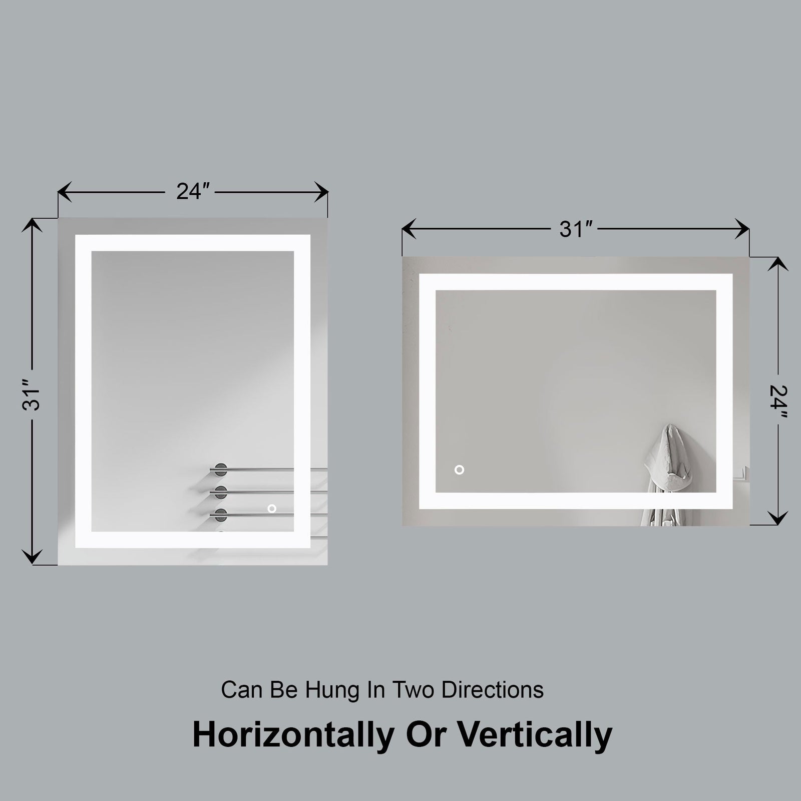 Dowell LED Wall Mirror with Inlaid Light - Touch On/Off, Adjustable Brightness, Anti-Fog - Bathroom, Living Room, Bedroom, Hallway - 5008 Series