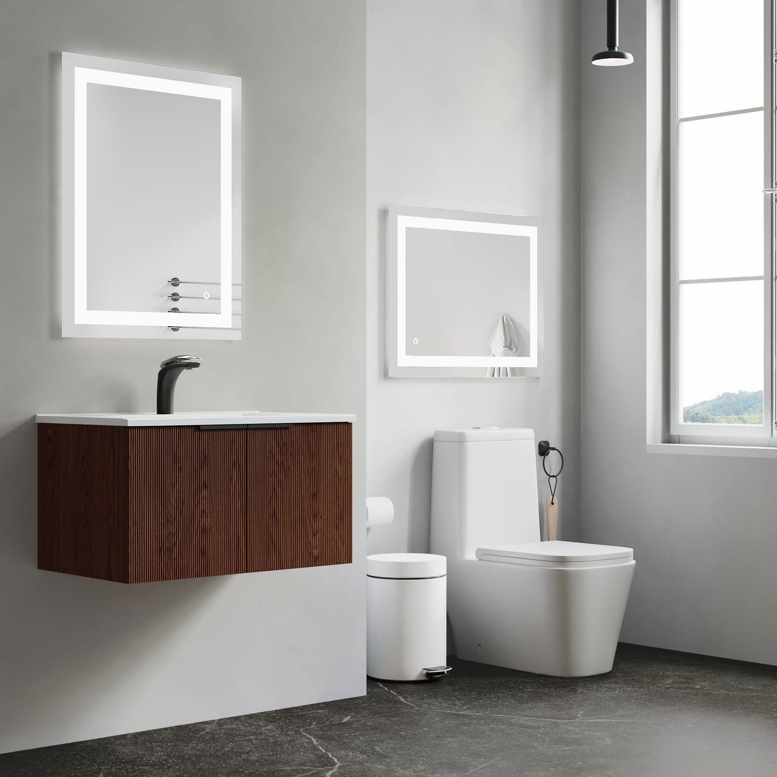 Dowell LED Wall Mirror with Inlaid Light - Touch On/Off, Adjustable Brightness, Anti-Fog - Bathroom, Living Room, Bedroom, Hallway - 5008 Series