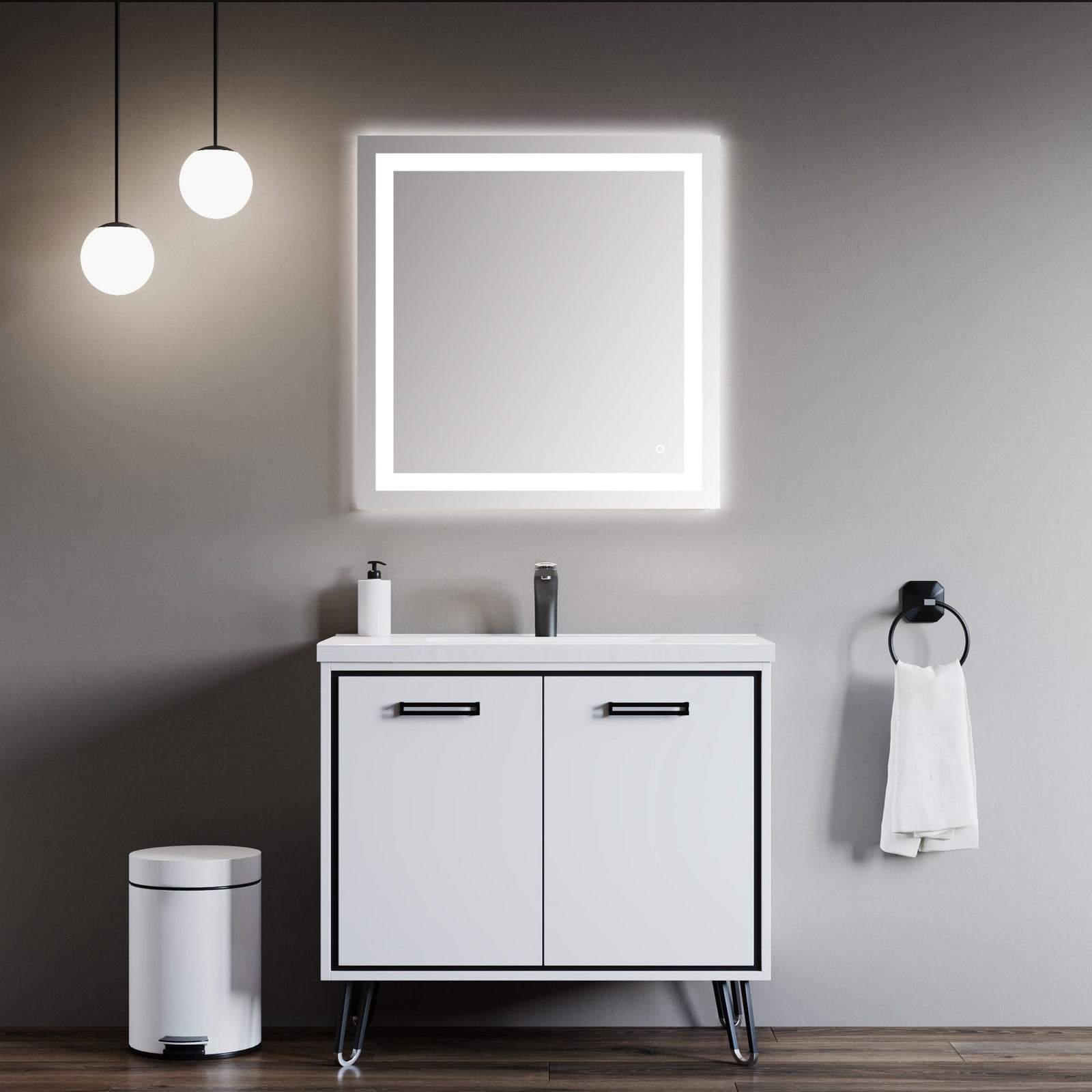 Dowell LED Wall Mirror with Inlaid Light - Touch On/Off, Adjustable Brightness, Anti-Fog - Bathroom, Living Room, Bedroom, Hallway - 5008 Series