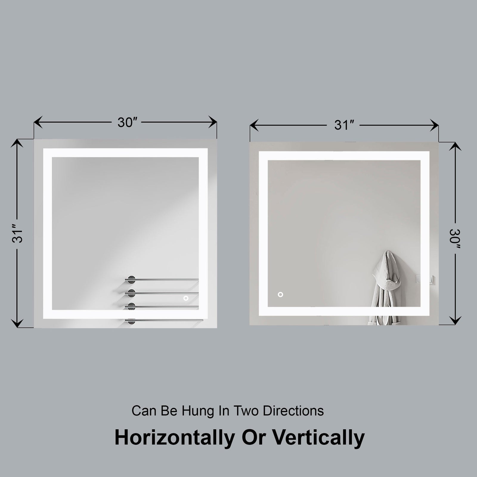 Dowell LED Wall Mirror with Inlaid Light - Touch On/Off, Adjustable Brightness, Anti-Fog - Bathroom, Living Room, Bedroom, Hallway - 5008 Series