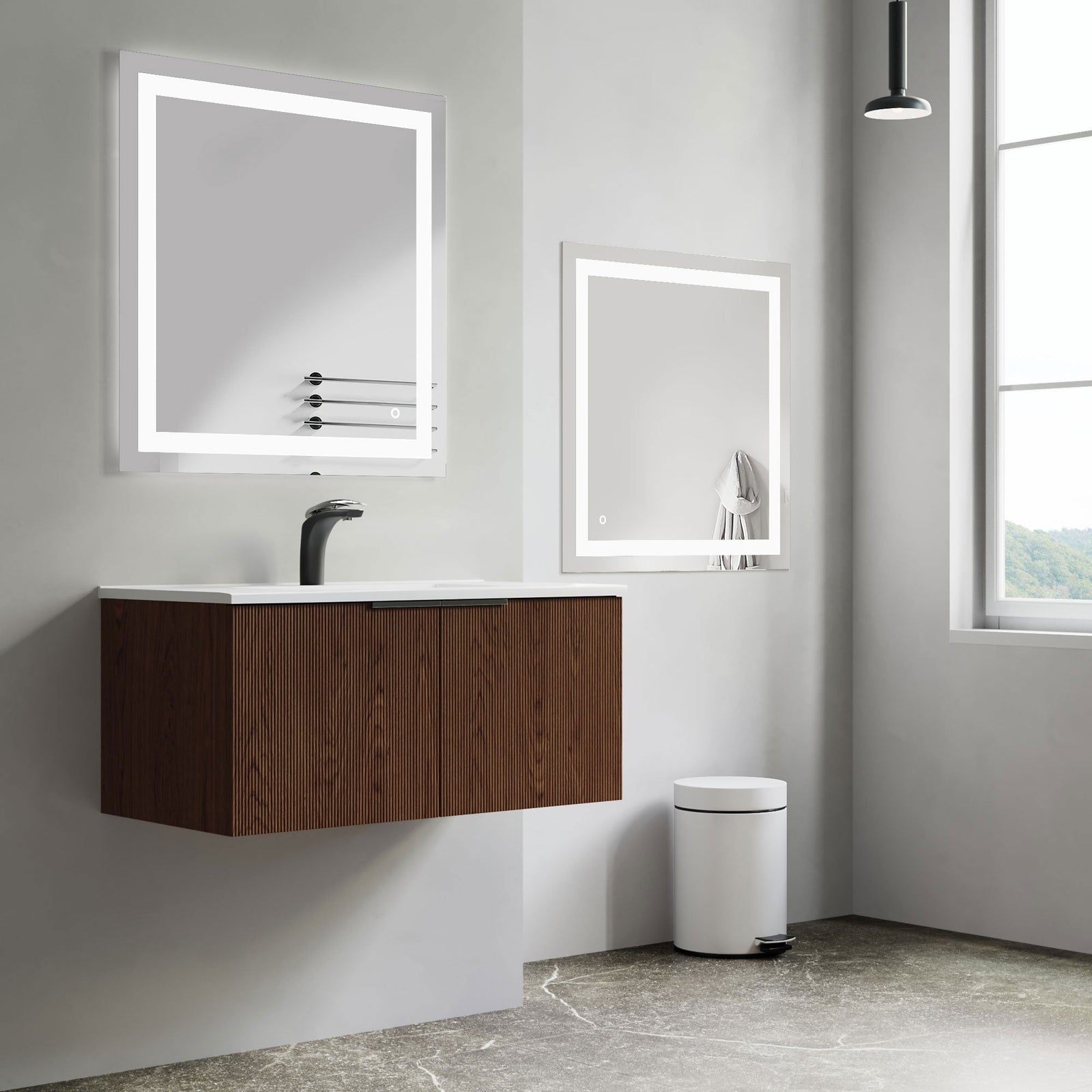 Dowell LED Wall Mirror with Inlaid Light - Touch On/Off, Adjustable Brightness, Anti-Fog - Bathroom, Living Room, Bedroom, Hallway - 5008 Series