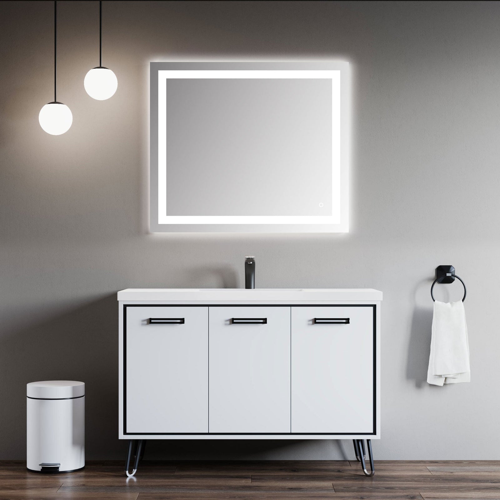 Dowell LED Wall Mirror with Inlaid Light - Touch On/Off, Adjustable Brightness, Anti-Fog - Bathroom, Living Room, Bedroom, Hallway - 5008 Series