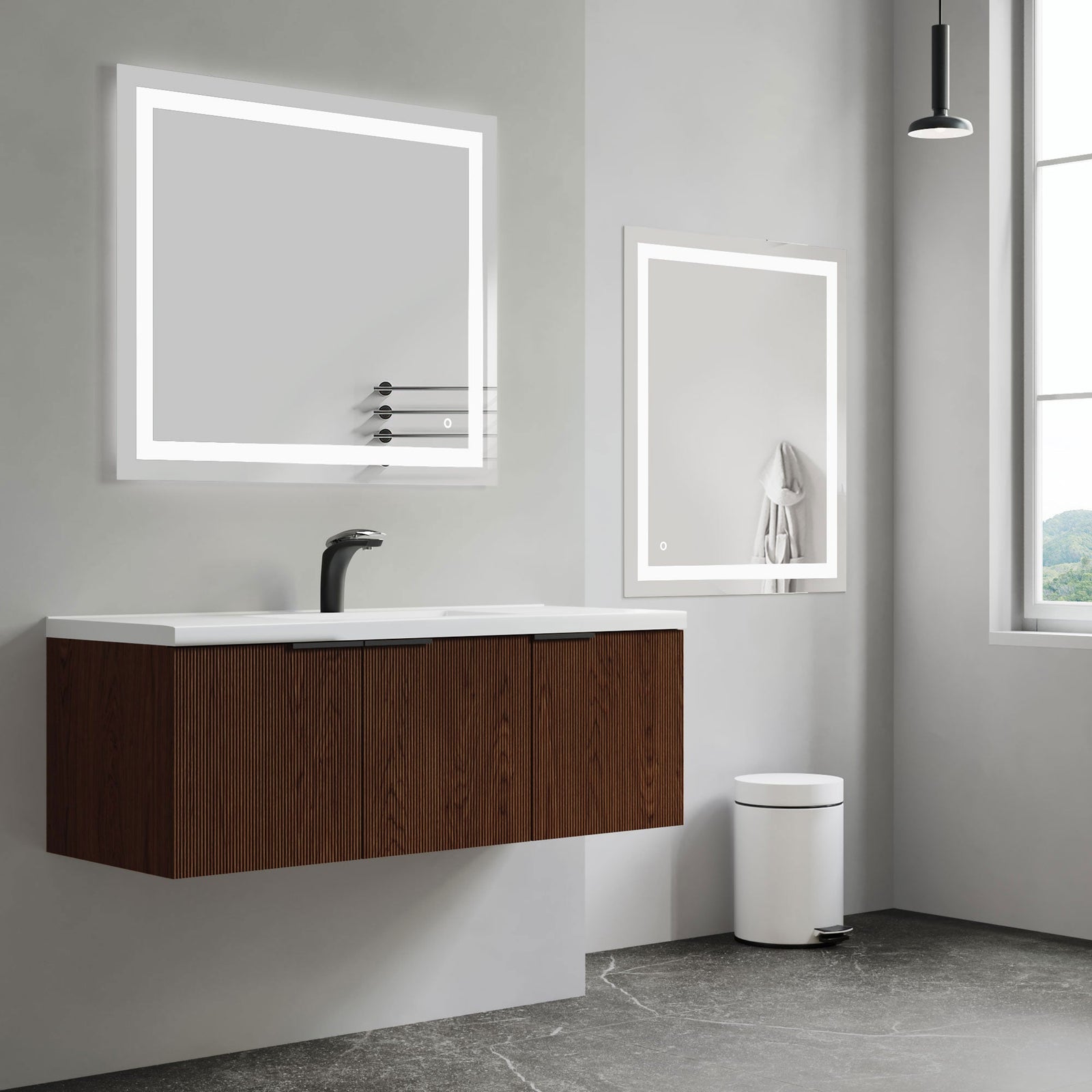 Dowell LED Wall Mirror with Inlaid Light - Touch On/Off, Adjustable Brightness, Anti-Fog - Bathroom, Living Room, Bedroom, Hallway - 5008 Series