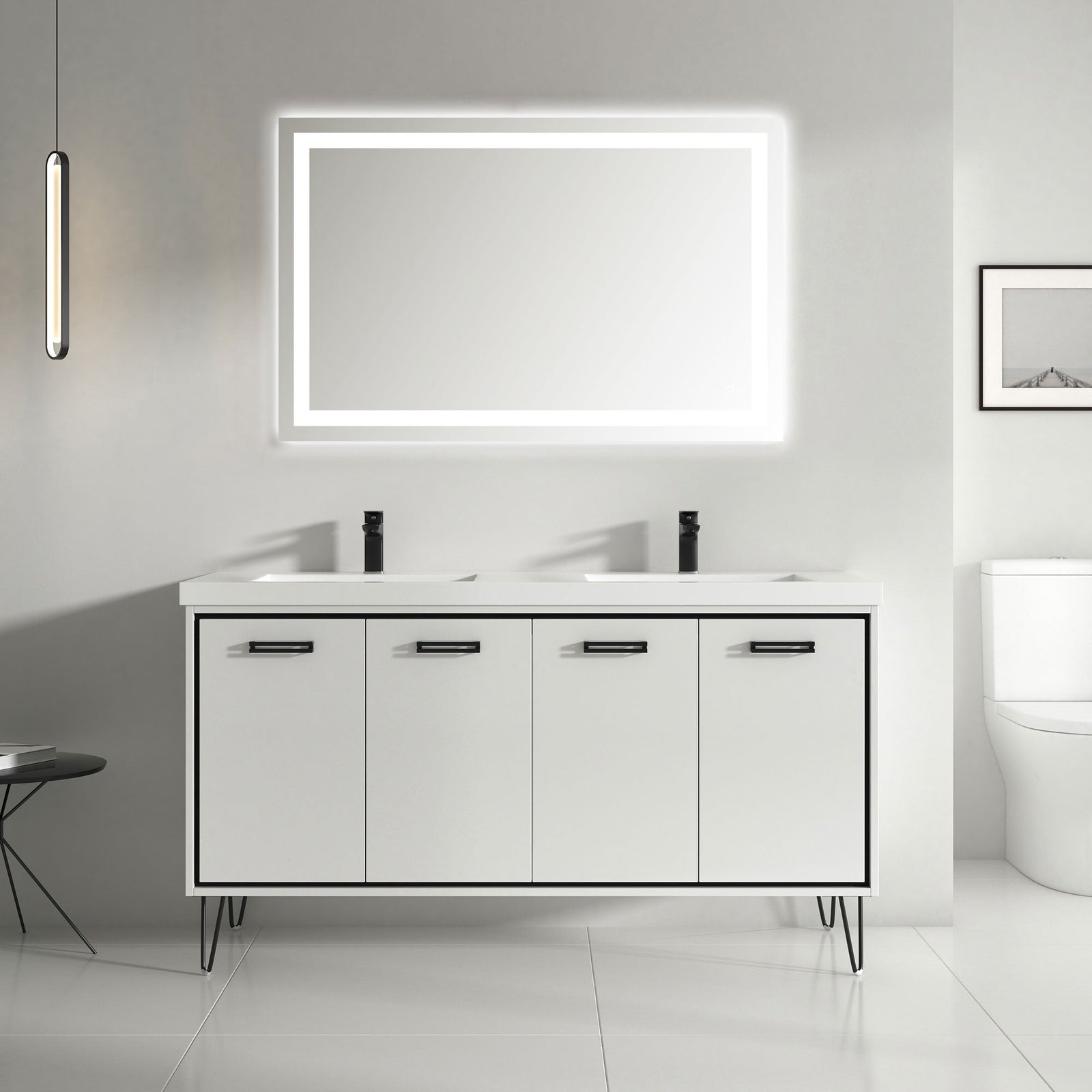 Dowell LED Wall Mirror with Inlaid Light - Touch On/Off, Adjustable Brightness, Anti-Fog - Bathroom, Living Room, Bedroom, Hallway - 5008 Series