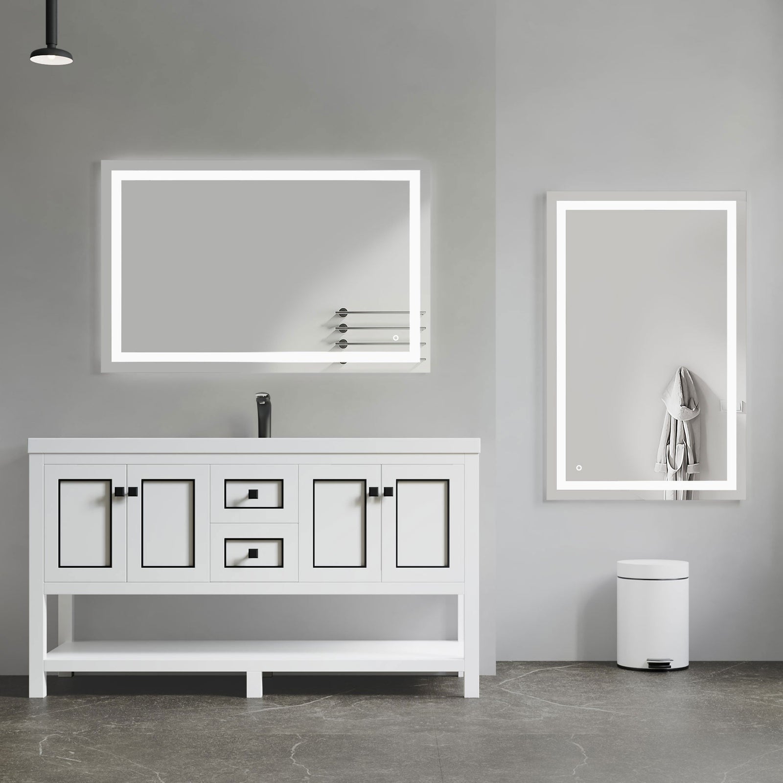 Dowell LED Wall Mirror with Inlaid Light - Touch On/Off, Adjustable Brightness, Anti-Fog - Bathroom, Living Room, Bedroom, Hallway - 5008 Series
