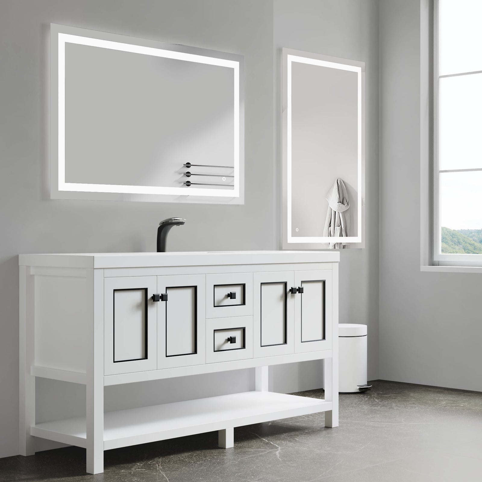 Dowell LED Wall Mirror with Inlaid Light - Touch On/Off, Adjustable Brightness, Anti-Fog - Bathroom, Living Room, Bedroom, Hallway - 5008 Series
