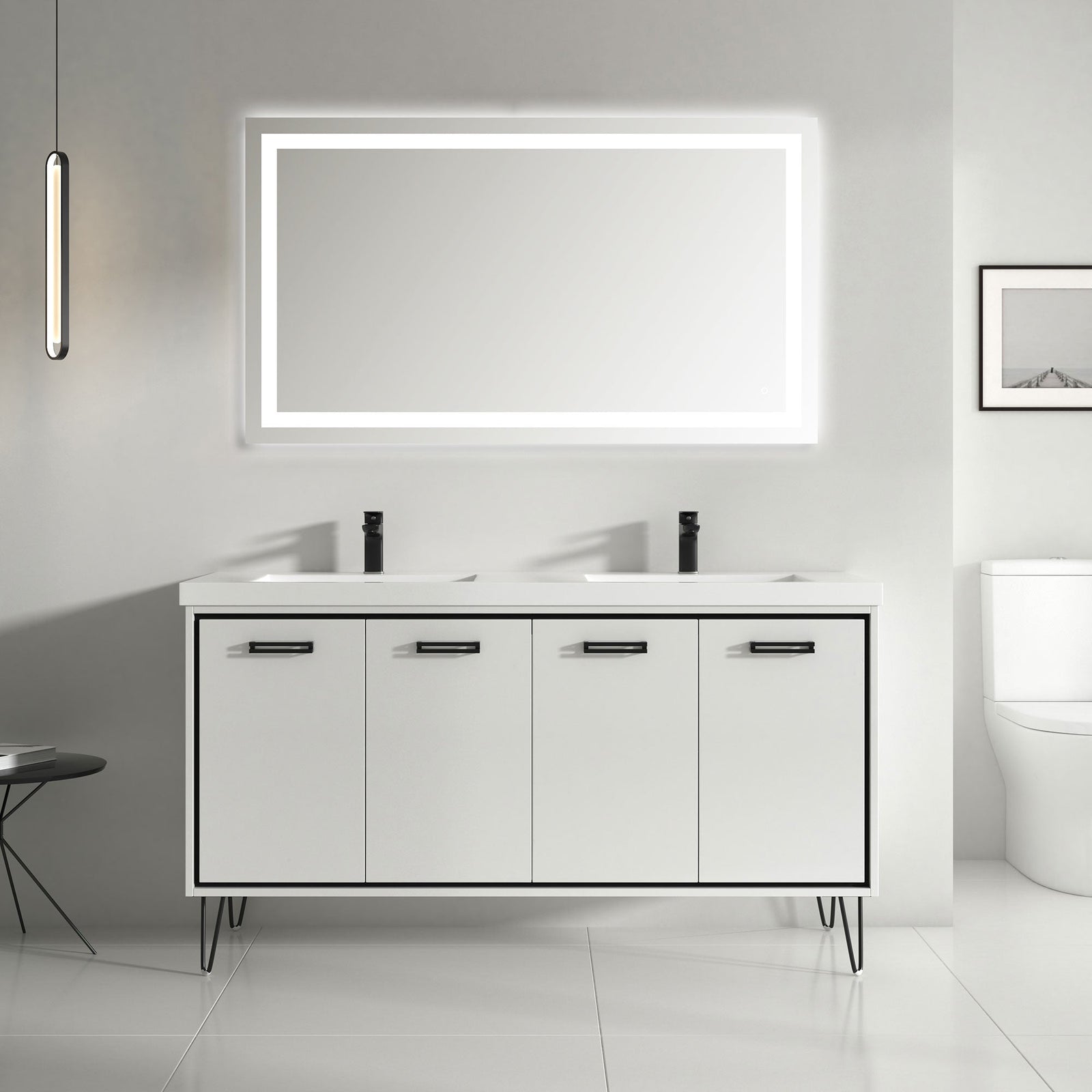 Dowell LED Wall Mirror with Inlaid Light - Touch On/Off, Adjustable Brightness, Anti-Fog - Bathroom, Living Room, Bedroom, Hallway - 5008 Series