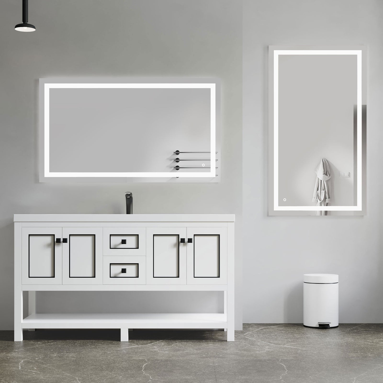 Dowell LED Wall Mirror with Inlaid Light - Touch On/Off, Adjustable Brightness, Anti-Fog - Bathroom, Living Room, Bedroom, Hallway - 5008 Series