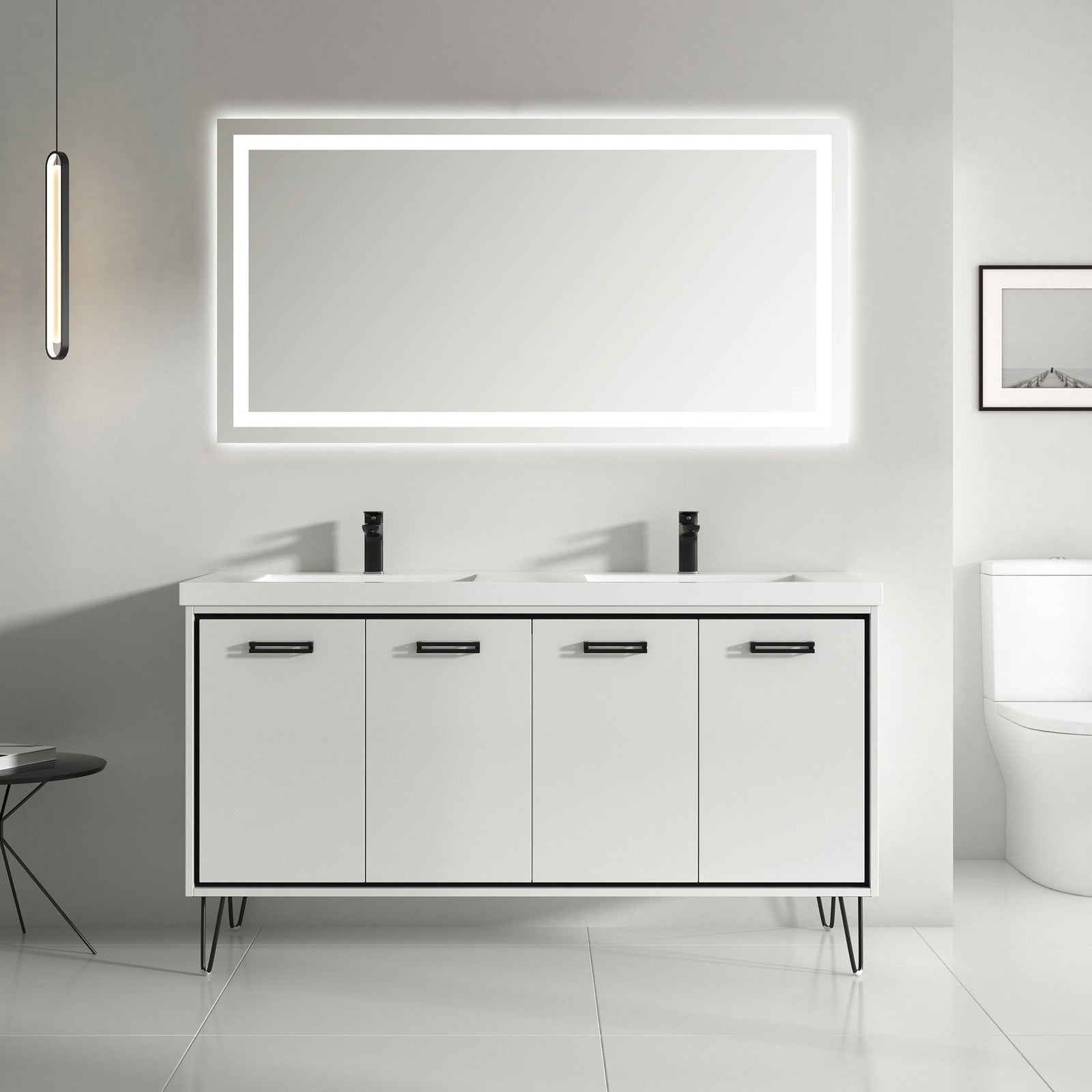 Dowell LED Wall Mirror with Inlaid Light - Touch On/Off, Adjustable Brightness, Anti-Fog - Bathroom, Living Room, Bedroom, Hallway - 5008 Series