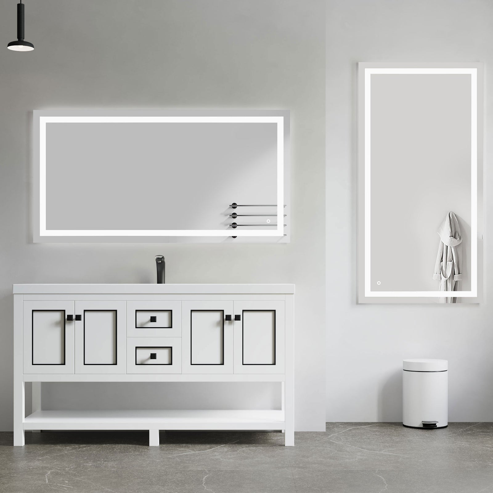 Dowell LED Wall Mirror with Inlaid Light - Touch On/Off, Adjustable Brightness, Anti-Fog - Bathroom, Living Room, Bedroom, Hallway - 5008 Series