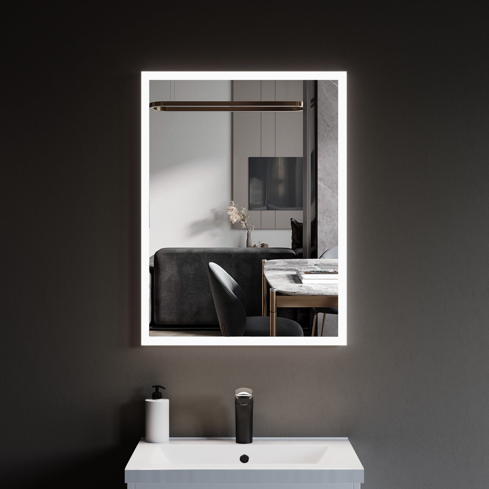 Dowell Framelit LED Bathroom Mirror- 5011 Series, Wall-Mounted Vanity Mirror, Modern Sleek Frameless Design, Energy-Efficient LED Lighting