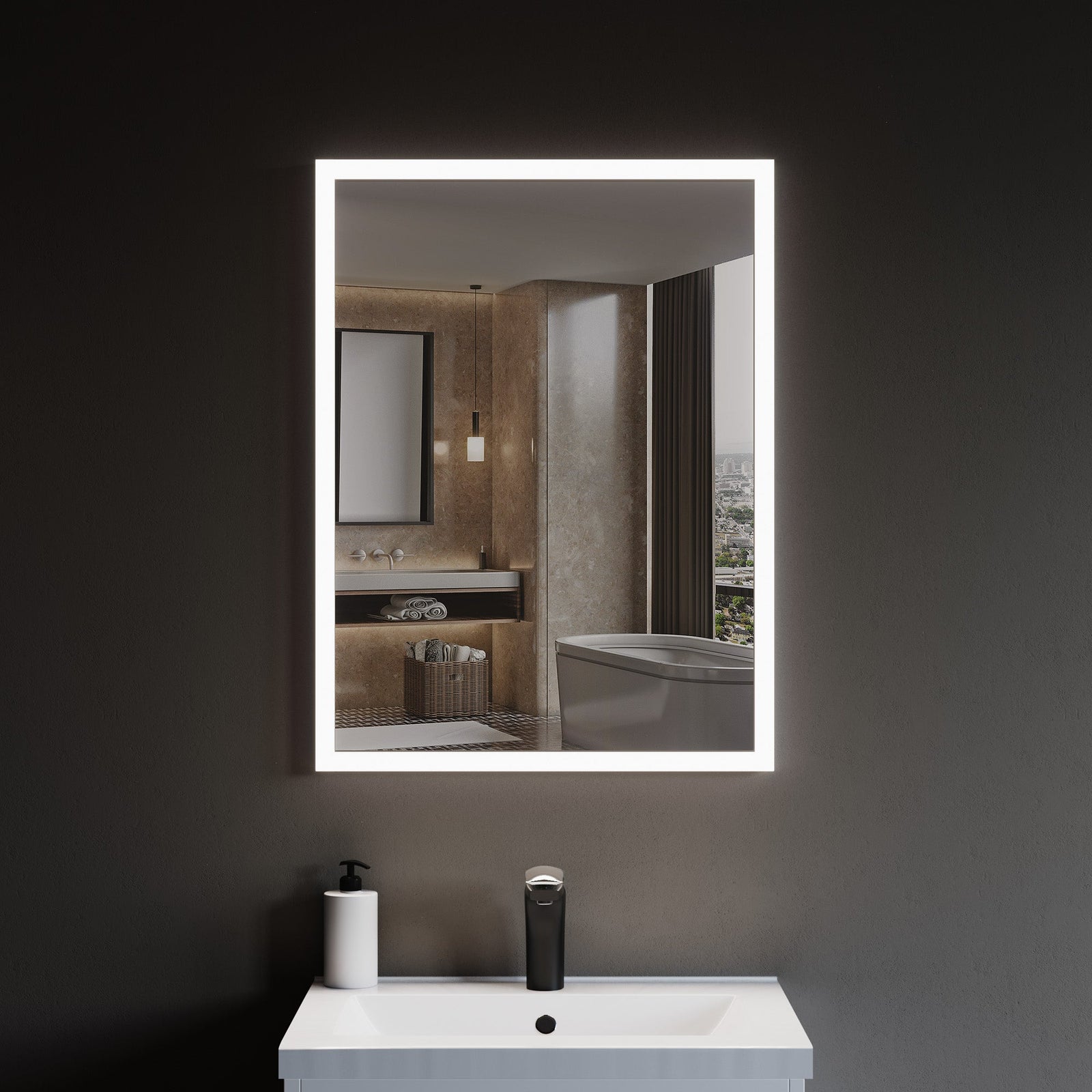 Dowell Framelit LED Bathroom Mirror- 5011 Series, Wall-Mounted Vanity Mirror, Modern Sleek Frameless Design, Energy-Efficient LED Lighting